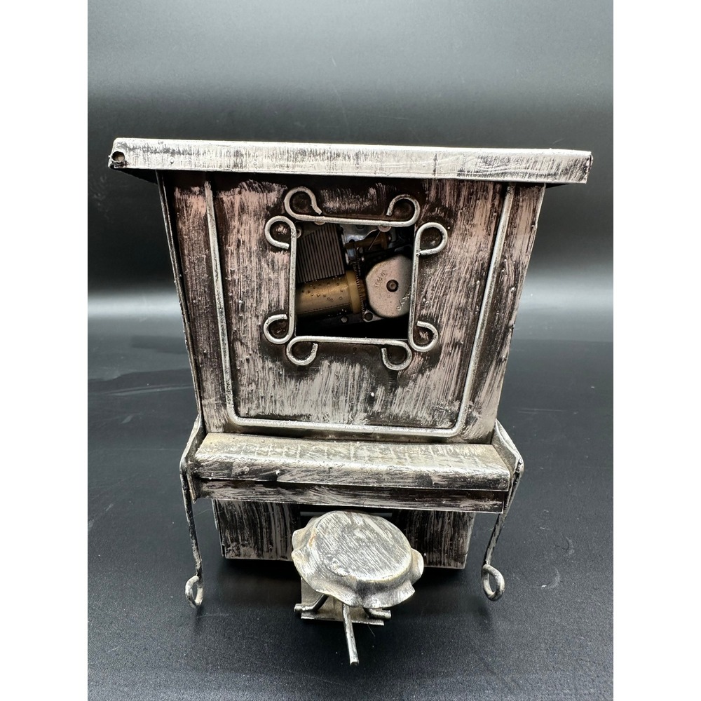 Vintage Metal Piano Music Box Decor Distressed Finish Folk Art Metal Collectible